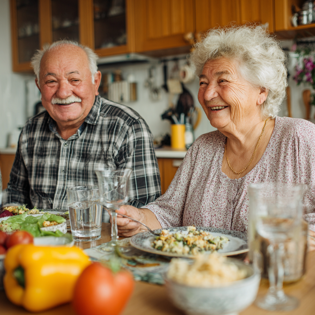 Aktívni slovenskí dospelí rôznych vekových kategórií cvičiaci jógu v prírode s úsmevmi